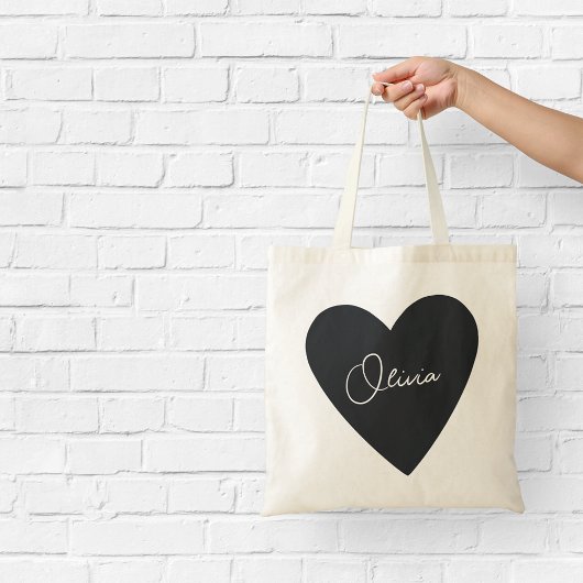 Persoonlijke Zwarte Hartentassen Tote Bag