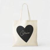 Persoonlijke Zwarte Hartentassen Tote Bag (Voorkant)