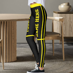 Persoonlijke Zwarte Helder Gele Strepen Huisdieren Leggings
