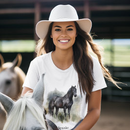 Persoonlijke Zwarte Hengst Equestrian Stijl T-shirt