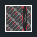 Persoonlijke Zwarte Heren Pak & Rode Das Servetten<br><div class="desc">*Aanpassen met uw tekst, & keuze van achtergrondkleur.</div>