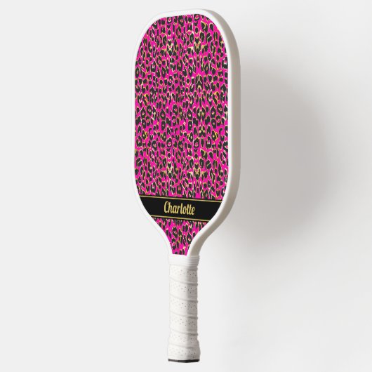 Persoonlijke Zwarte & Hot Roze Luipaardprint Meisj Pickleball Paddle (Links)