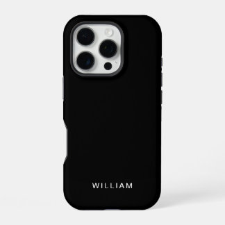 Persoonlijke Zwarte iPhone Hoes met Eigen Tekst 16 Pro Hoesje