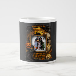 Persoonlijke Zwarte Kat Halloween Familie Foto Fra Grote Koffiekop