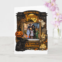 Persoonlijke Zwarte Kat Halloween Familie Foto Fra Kaart
