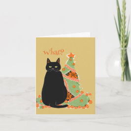 Persoonlijke Zwarte Kat met een Attitude Kerstmis Feestdagen Kaart