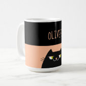 Persoonlijke Zwarte Kat Mok Naam Cadeau (Voorkant links)