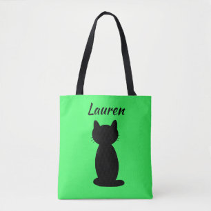 Persoonlijke Zwarte Kat Silhouet Tote Bag