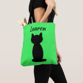 Persoonlijke Zwarte Kat Silhouet  Tote Bag (Dichtbij)