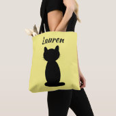 Persoonlijke Zwarte Kat Silhouet Tote Bag (Dichtbij)
