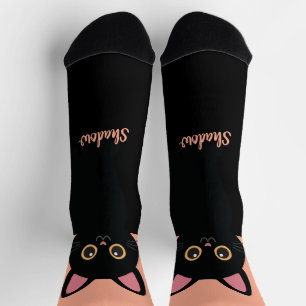 Persoonlijke Zwarte Katten Sokken - Cadeau voor Ka
