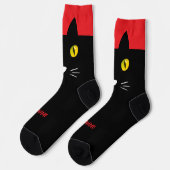 Persoonlijke Zwarte Katten Sokken - Op maat gemaak (Links)