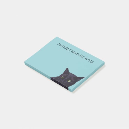 Persoonlijke zwarte kattennaam Pawsome Post-it Not Post-it® Notes (Schuin)