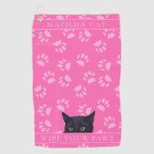 Persoonlijke zwarte kattepoetjes hotroze Golfhandd Golfhanddoek (Voorkant)