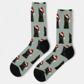 Persoonlijke Zwarte Kitty Kat Kerst  Sokken (Links)