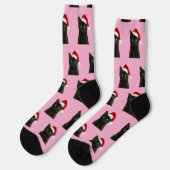 Persoonlijke Zwarte Kitty Kat Kerst Sokken (Links)