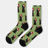 Persoonlijke Zwarte Kitty Kat Kerst  Sokken (Links)