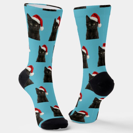 Persoonlijke Zwarte Kitty Kat Kerst Sokken (Gebogen)
