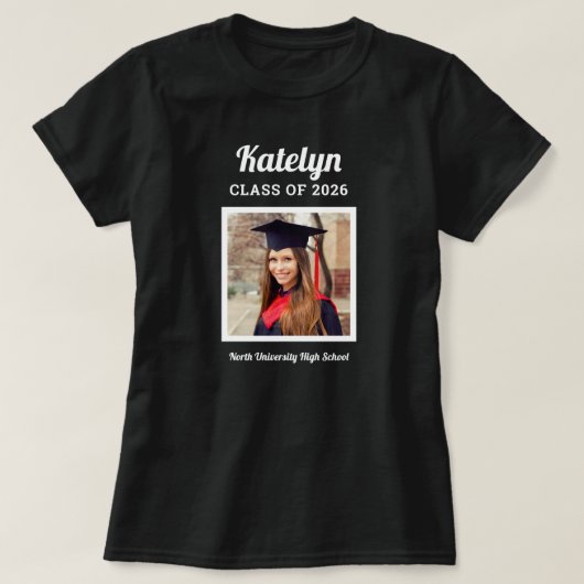 Persoonlijke zwarte klasse van 2022 Afstuderen Fot T-shirt (Design voorkant)