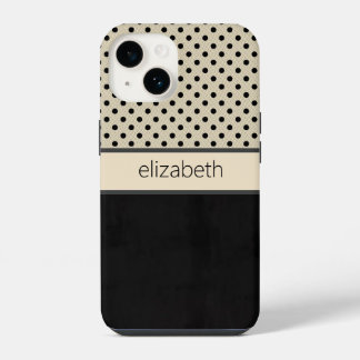 Persoonlijke Zwarte Klassieke Stippen Hoesje iPhone 14 Hoesje