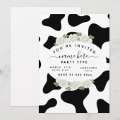 Persoonlijke zwarte koeienprint uitnodigingen (Voorkant / Achterkant)