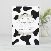 Persoonlijke zwarte koeprint uitnodigingen (Staand voorkant)