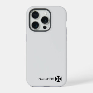 Persoonlijke Zwarte Kruis Pattee Kunst, Lichtgrijs iPhone 15 Pro Case
