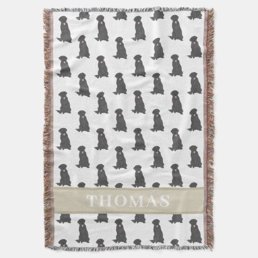 Persoonlijke Zwarte Lab Labrador Roze & Wit Deken (Voorkant Verticaal)