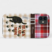 Persoonlijke Zwarte Lab Moeder Plaid & Gingham Case-Mate iPhone Case (Achterkant (horizontaal))