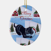 Persoonlijke zwarte-lab puppy-kerstboom keramisch ornament (Rechts)