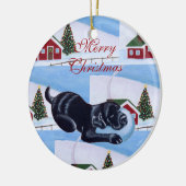 Persoonlijke zwarte-lab puppy-kerstboom keramisch ornament (Links)