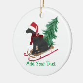 Persoonlijke Zwarte Lab Xmas slee Keramisch Ornament (Links)