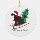 Persoonlijke Zwarte Lab Xmas slee Keramisch Ornament (Achterkant)