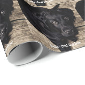Persoonlijke zwarte-labfoto en naam van de hond cadeaupapier (Rol Hoek)