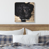Persoonlijke zwarte-labfoto en naam van de hond canvas afdruk (Insitu (Slaapkamer))