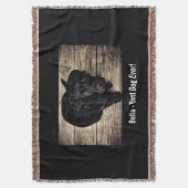 Persoonlijke zwarte-labfoto en naam van de hond deken (Voorkant Verticaal)