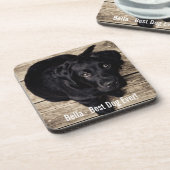 Persoonlijke zwarte-labfoto en naam van de hond drankjes onderzetter (Linkerzijde)