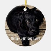 Persoonlijke zwarte-labfoto en naam van de hond keramisch ornament (Voorkant)