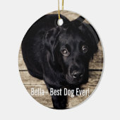 Persoonlijke zwarte-labfoto en naam van de hond keramisch ornament (Links)