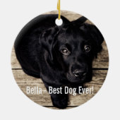 Persoonlijke zwarte-labfoto en naam van de hond keramisch ornament (Achterkant)