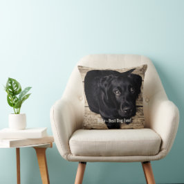 Persoonlijke zwarte-labfoto en naam van de hond kussen