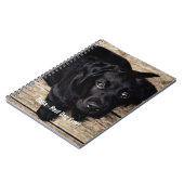 Persoonlijke zwarte-labfoto en naam van de hond notitieboek (Linkerzijde)