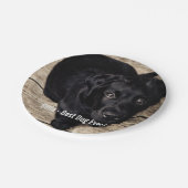 Persoonlijke zwarte-labfoto en naam van de hond papieren bordje (Gekanteld)