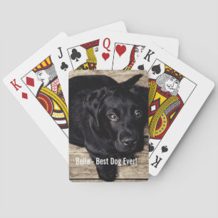 Persoonlijke zwarte-labfoto en naam van de hond pokerkaarten