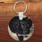 Persoonlijke zwarte-labfoto en naam van de hond sleutelhanger (Achterkant)
