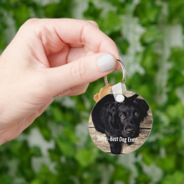 Persoonlijke zwarte-labfoto en naam van de hond sleutelhanger