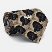 Persoonlijke zwarte-labfoto en naam van de hond stropdas (Opgerold)