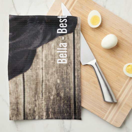 Persoonlijke zwarte-labfoto en naam van de hond theedoek (Quarter Fold)