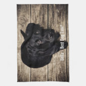 Persoonlijke zwarte-labfoto en naam van de hond theedoek (Verticaal)