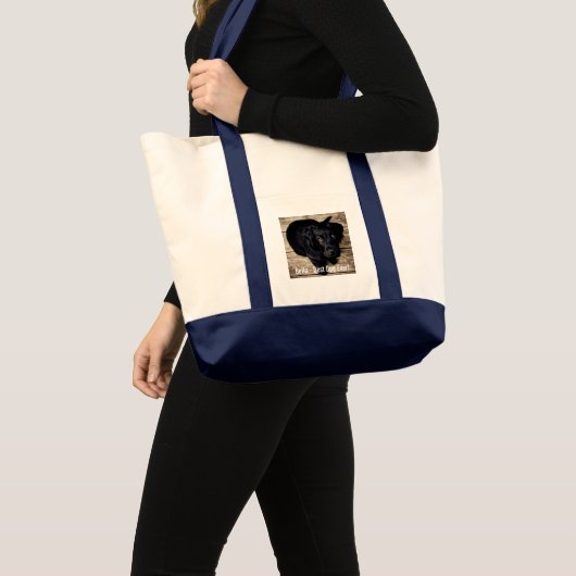 Persoonlijke zwarte-labfoto en naam van de hond tote bag (Voorkant (product))